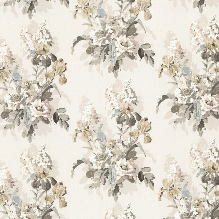 Bird & Iris Ivory/Mole by G P & J Baker Designer Fabric SIGNATURE PRINTS LINEN - 100% Thailand MEDIUM Horizontal: 17.336 and Vertical: 25.61 52.796 - Swanky Fabrics -