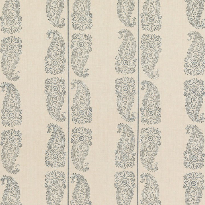 Cromer Paisley Indigo by G P & J Baker Designer Fabric ARTISAN II LINEN - 70%;COTTON - 30% India MEDIUM Horizontal: 12.608 and Vertical: 16.942 50.432 - Swanky Fabrics -