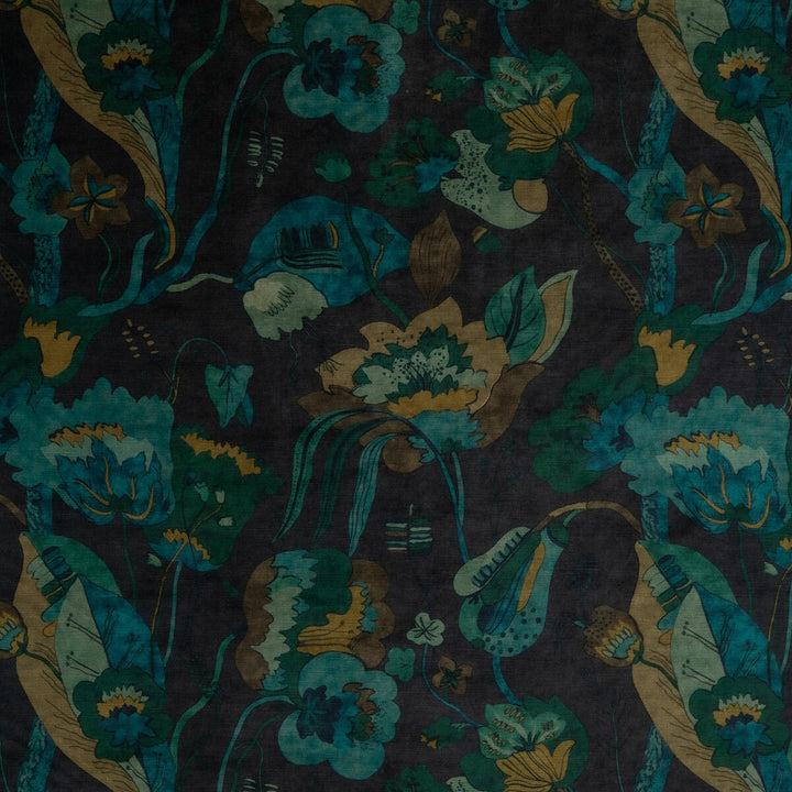 California Velvet Indigo/Teal by G P & J Baker Designer Fabric SIGNATURE VELVETS VISCOSE - 60%;COTTON - 30%;POLYESTER - 10% Italy - Horizontal: 26.989 and Vertical: 28.368 53.978 - Swanky Fabrics -
