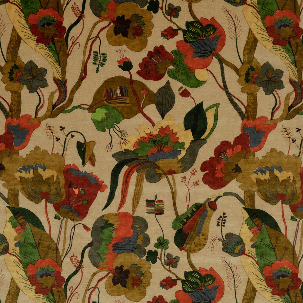 California Velvet Red/Cream by G P & J Baker Designer Fabric SIGNATURE VELVETS VISCOSE - 60%;COTTON - 30%;POLYESTER - 10% Italy - Horizontal: 26.989 and Vertical: 28.368 53.978 - Swanky Fabrics -