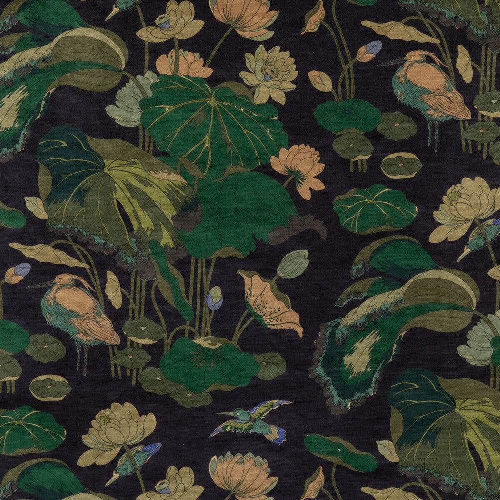 Nympheus Velvet Indigo by G P & J Baker Designer Fabric SIGNATURE VELVETS VISCOSE - 60%;COTTON - 30%;POLYESTER - 10% Italy Horizontal: 26.989 and Vertical: 35.46 53.978 - Swanky Fabrics -