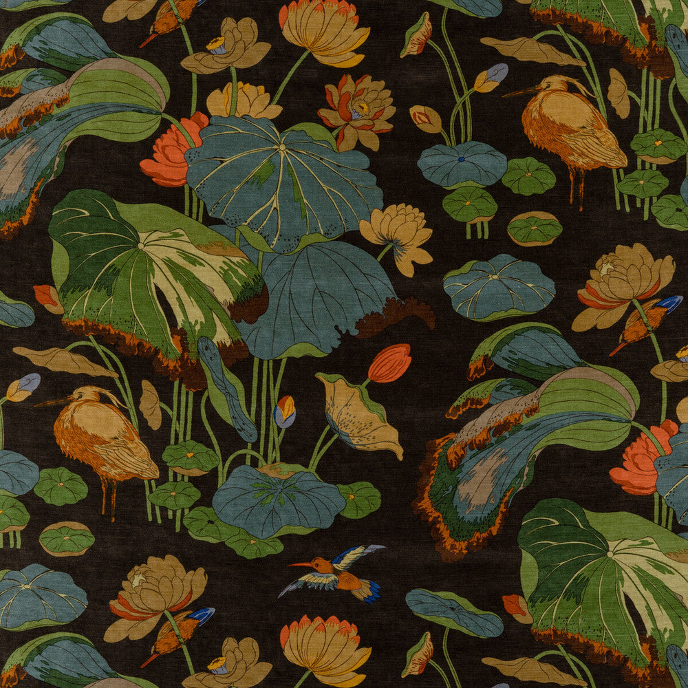Nympheus Velvet Charcoal by G P & J Baker Designer Fabric SIGNATURE VELVETS VISCOSE - 60%;COTTON - 30%;POLYESTER - 10% Italy - Horizontal: 26.989 and Vertical: 35.46 53.978 - Swanky Fabrics -
