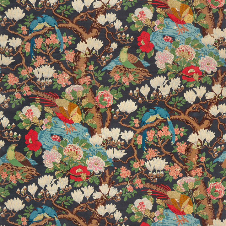 Rockbird Velvet Indigo by G P & J Baker Designer Fabric SIGNATURE VELVETS COTTON - 90%;POLYESTER - 10% Thailand MEDIUM Horizontal: 47.28 and Vertical: 40.582 47.28 - Swanky Fabrics -