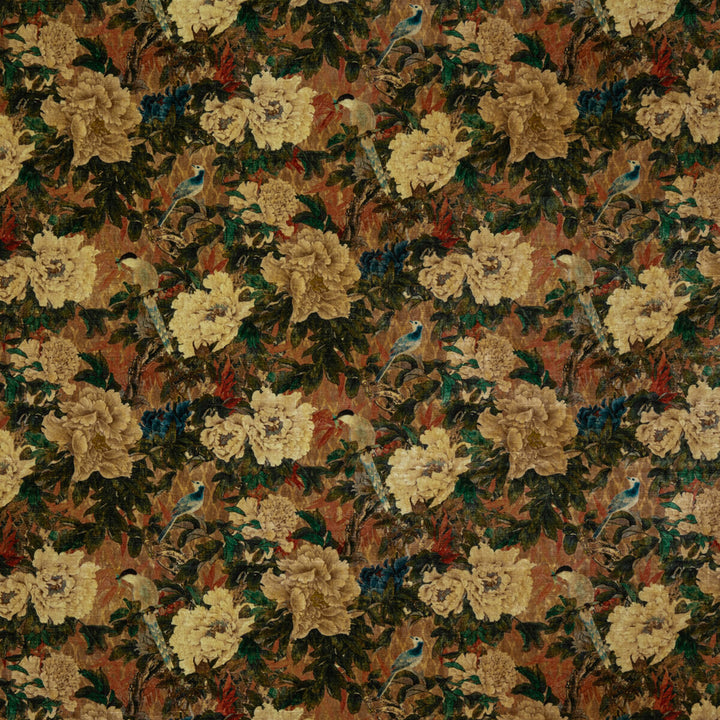 Oriental Garden Jewel by G P & J Baker Designer Fabric SIGNATURE VELVETS VISCOSE - 55%;COTTON - 45% Italy HEAVY Horizontal: 27.58 and Vertical: 20.094 55.16 - Swanky Fabrics -