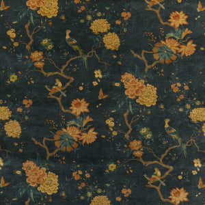 Oriental Bird Velvet Teal by G P & J Baker Designer Fabric