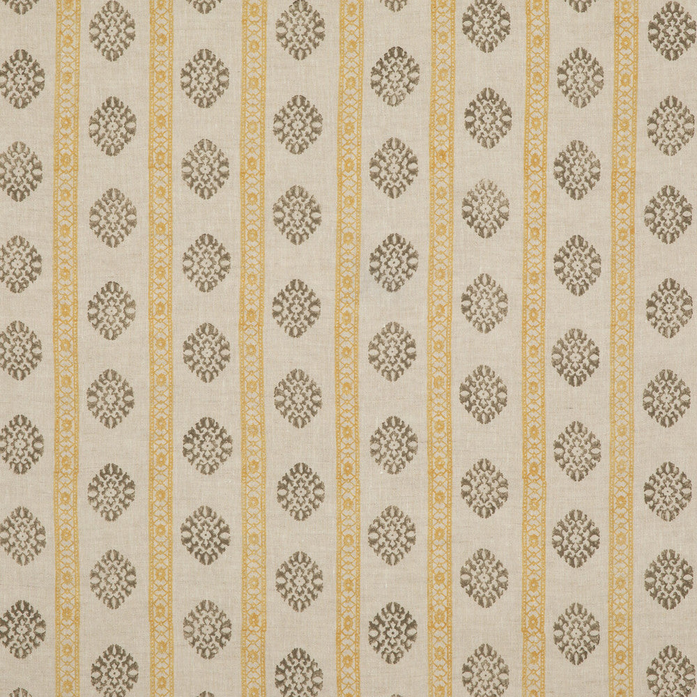 Alma Ochre/Mole by G P & J Baker Designer Fabric COROMANDEL SMALL PRINTS LINEN - 100% India Horizontal: 7.683 and Vertical: 3.94 53.978 - Swanky Fabrics -