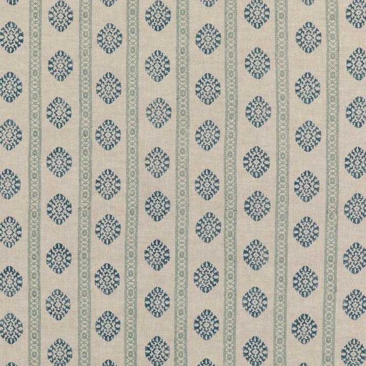 Alma Aqua by G P & J Baker Designer Fabric COROMANDEL SMALL PRINTS LINEN - 100% India - Horizontal: 7.683 and Vertical: 3.94 53.978 - Swanky Fabrics -