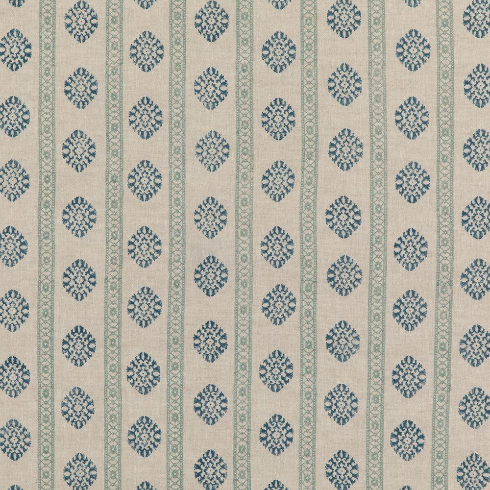 Alma Aqua by G P & J Baker Designer Fabric COROMANDEL SMALL PRINTS LINEN - 100% India Horizontal: 7.683 and Vertical: 3.94 53.978 - Swanky Fabrics -