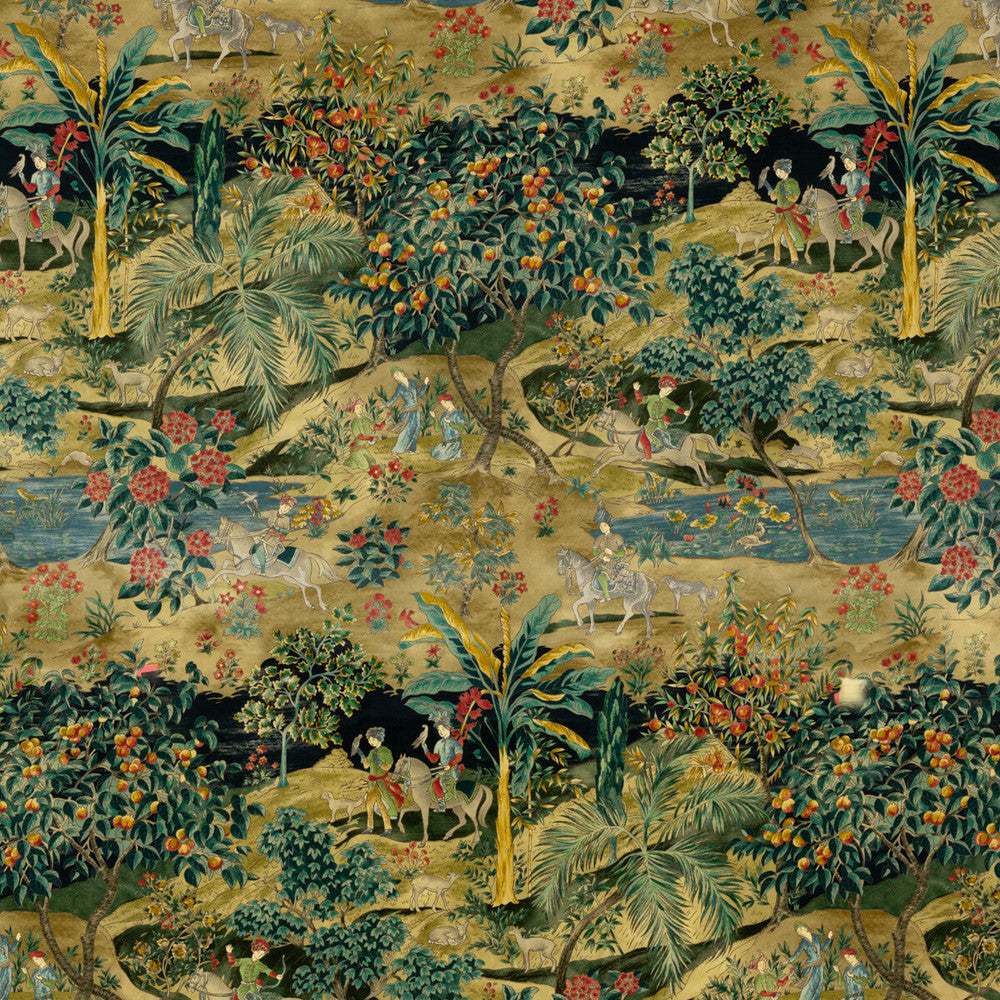 Ramayana Velvet Emerald/Sand by G P & J Baker Designer Fabric COROMANDEL COTTON - 56%;LINEN - 44% United Kingdom - Horizontal: 52.402 and Vertical: 48.068 52.402 - Swanky Fabrics -