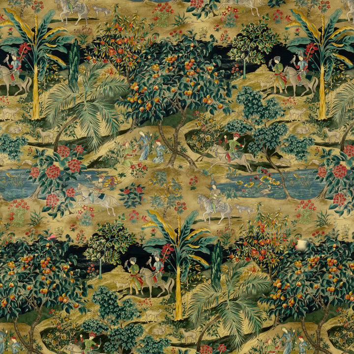 Ramayana Velvet Emerald/Sand by G P & J Baker Designer Fabric COROMANDEL COTTON - 56%;LINEN - 44% United Kingdom - Horizontal: 52.402 and Vertical: 48.068 52.402 - Swanky Fabrics -