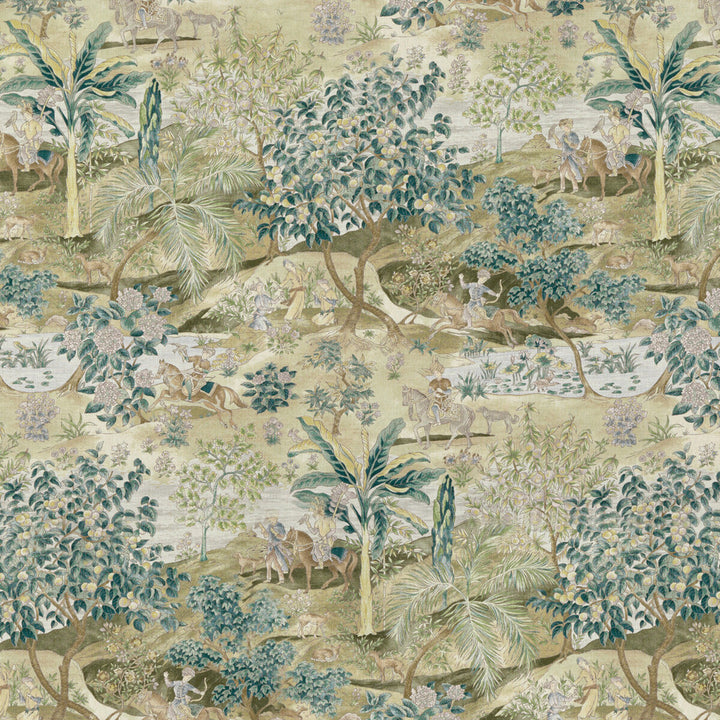 Ramayana Green/Mole by G P & J Baker Designer Fabric COROMANDEL VISCOSE - 82%;LINEN - 18% United Kingdom Horizontal: 54.372 and Vertical: 48.856 54.372 - Swanky Fabrics -