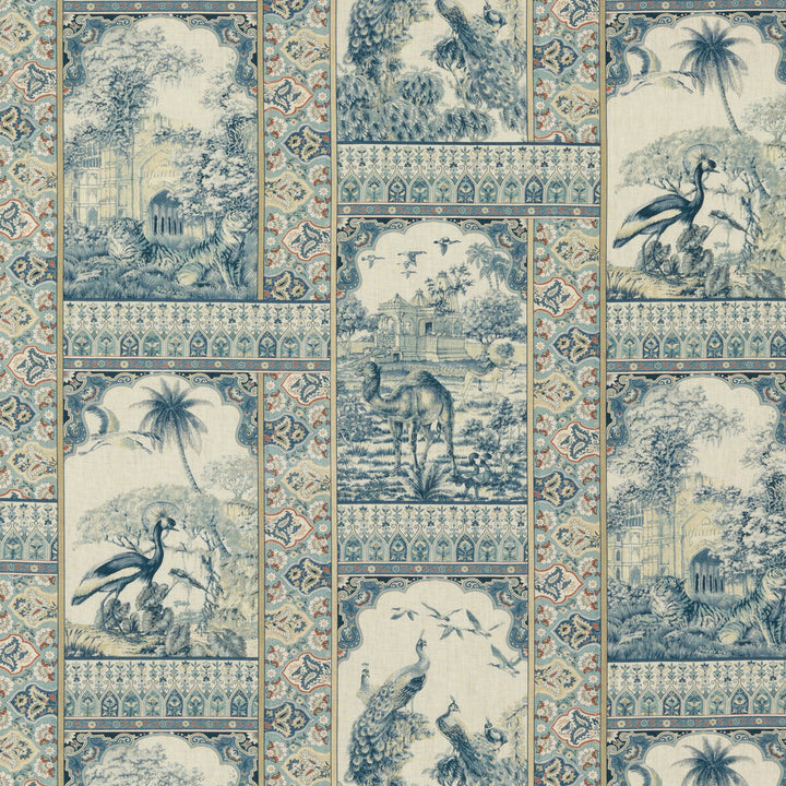 Indienne Toile Red/Blue by G P & J Baker Designer Fabric COROMANDEL LINEN - 100% United Kingdom - Horizontal: 54.372 and Vertical: 25.216 54.372 - Swanky Fabrics -