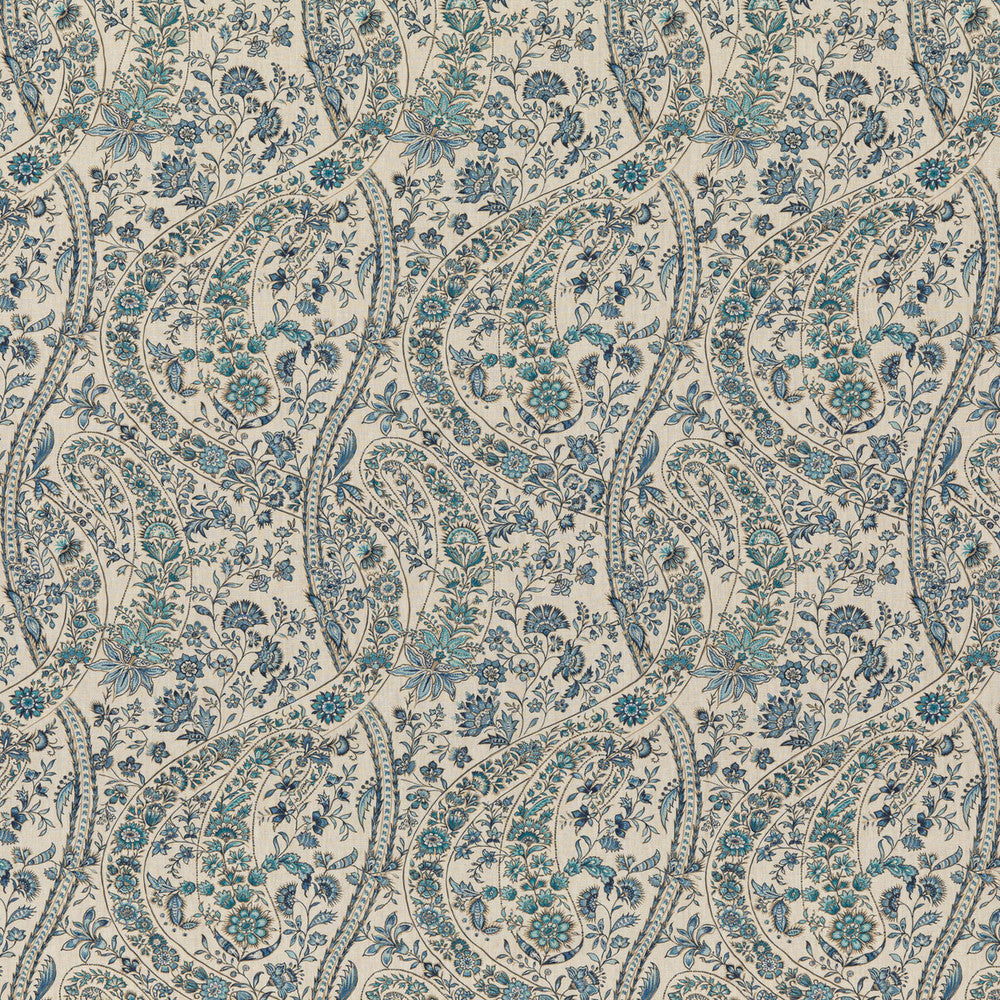 Bukhara Paisley Blue by G P & J Baker Designer Fabric COROMANDEL LINEN - 100% United Kingdom Horizontal: 13.593 and Vertical: 23.64 54.372 - Swanky Fabrics -
