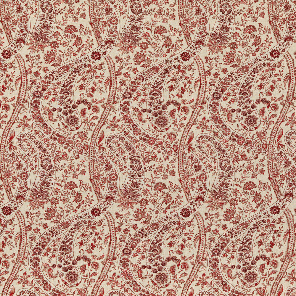 Bukhara Paisley Red by G P & J Baker Designer Fabric COROMANDEL LINEN - 100% United Kingdom - Horizontal: 13.593 and Vertical: 23.64 54.372 - Swanky Fabrics -