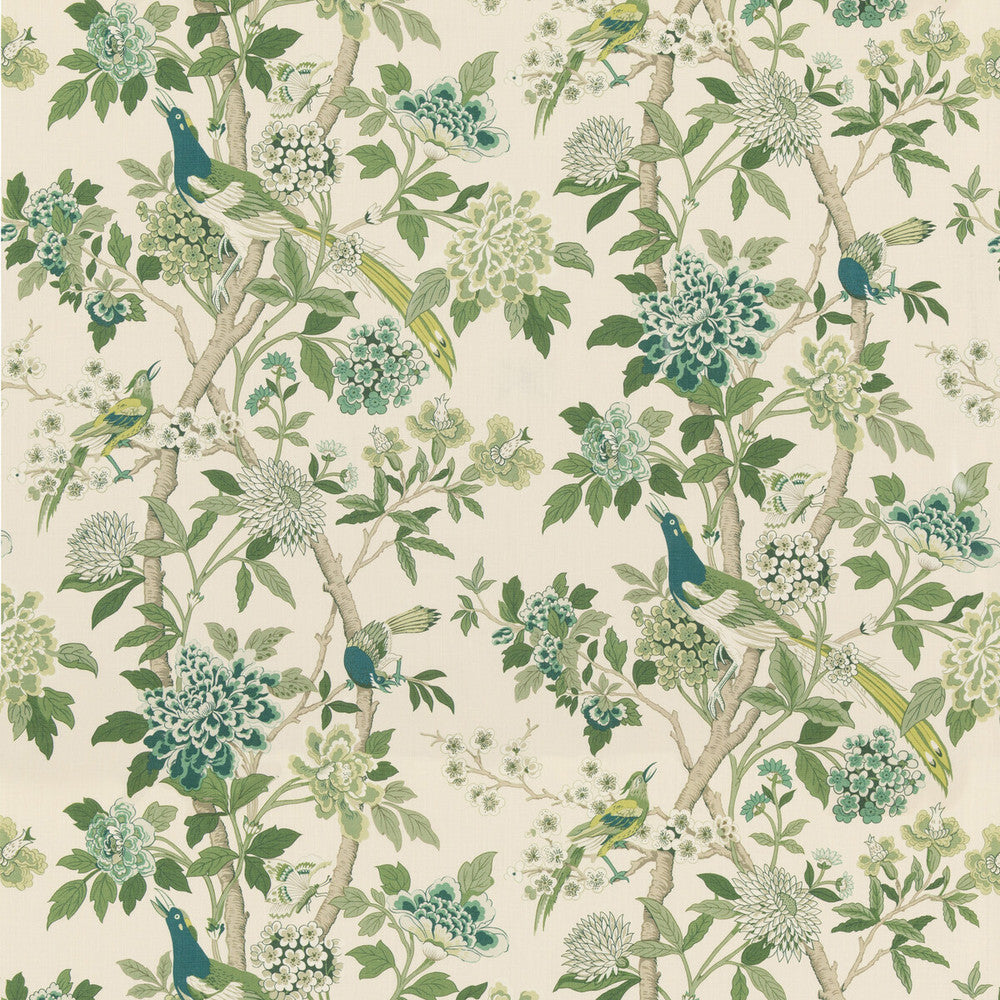 Hydrangea Bird (Archive) Green by G P & J Baker Fabric G P & J Baker Fabric Hydrangea Bird (Archive) GreenFabric CHIFU LINEN - 100% Thailand </p><p>Repeat: H: 52.796, V: 41.764 52.796 - Fabric Carolina -