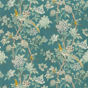 Hydrangea Bird (Archive) Teal by G P & J Baker Designer Fabric