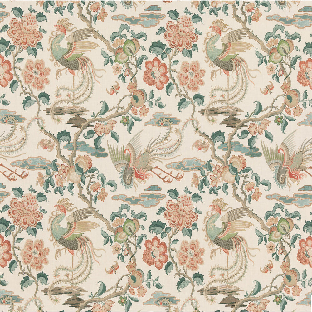 Chifu Teal by G P & J Baker Designer Fabric CHIFU LINEN - 100% Thailand MEDIUM Horizontal: 26.201 and Vertical: 30.732 52.402 - Swanky Fabrics -
