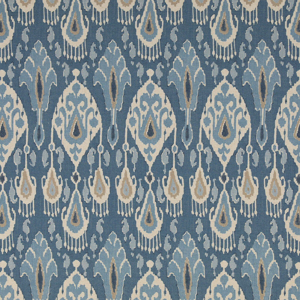 Ikat Bokhara Blue by G P & J Baker Designer Fabric CHIFU VISCOSE - 49%;LINEN - 26%;COTTON - 17%;POLYESTER - 8% Thailand MEDIUM Horizontal: 10.244 and Vertical: 27.186 51.22 - Swanky Fabrics -