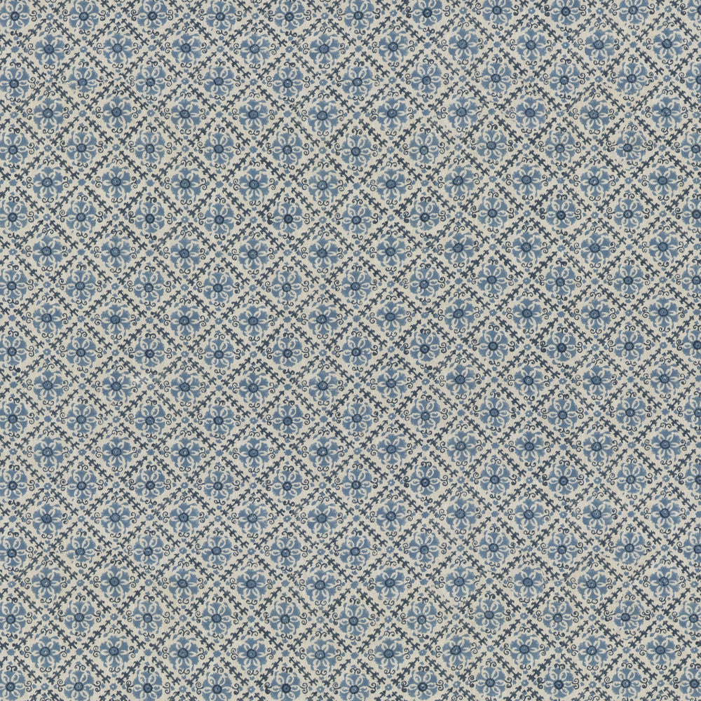 Camden Trellis Blue by G P & J Baker Designer Fabric PORTOBELLO LINEN - 100% India Horizontal: 2.955 and Vertical: 2.955 53.19 - Swanky Fabrics -