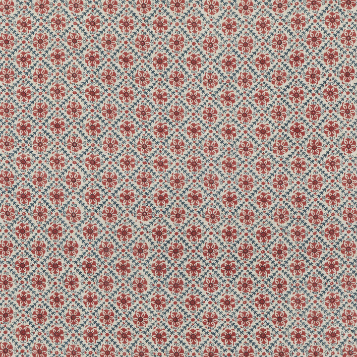 Camden Trellis Red/ Blue by G P & J Baker Designer Fabric PORTOBELLO LINEN - 100% United Kingdom Horizontal: 2.955 and Vertical: 2.955 53.19 - Swanky Fabrics -