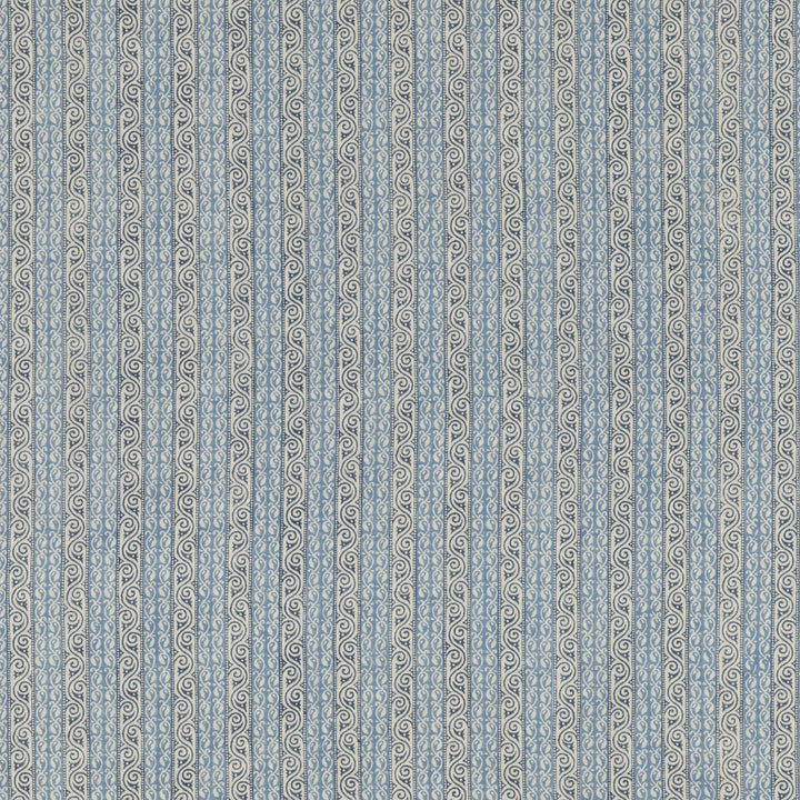 Tetbury Stripe Blue by G P & J Baker Designer Fabric PORTOBELLO LINEN - 100% India Horizontal: 2.2852 and Vertical: 54.372 - Swanky Fabrics -