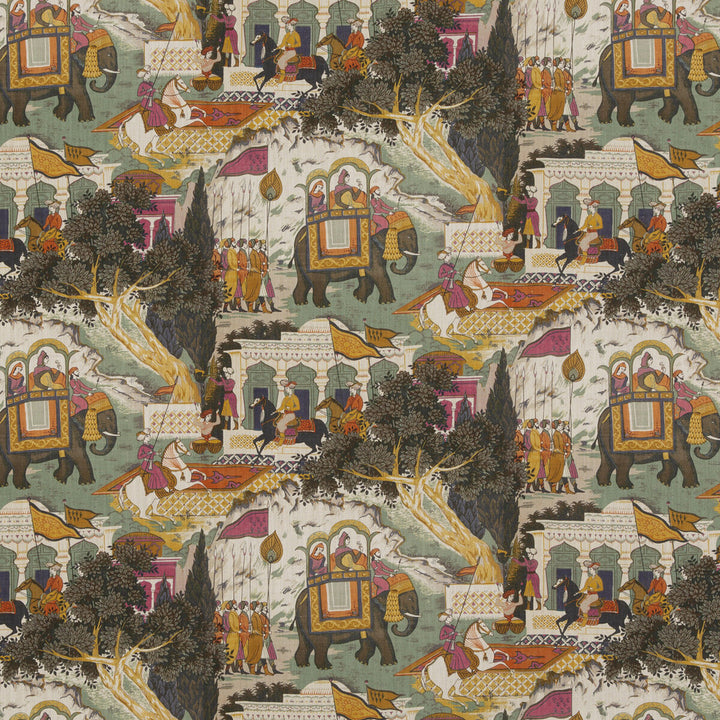 Shalimar Aqua by G P & J Baker Designer Fabric CASPIAN COTTON - 90%;LINEN - 10% United Kingdom Horizontal: 17.73 and Vertical: 21.67 53.19 - Swanky Fabrics -