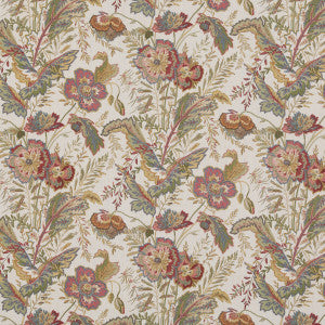 Indienne Flower Emerald/Red by G P & J Baker Designer Fabric