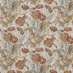 Indienne Flower Red/Teal by G P & J Baker Designer Fabric