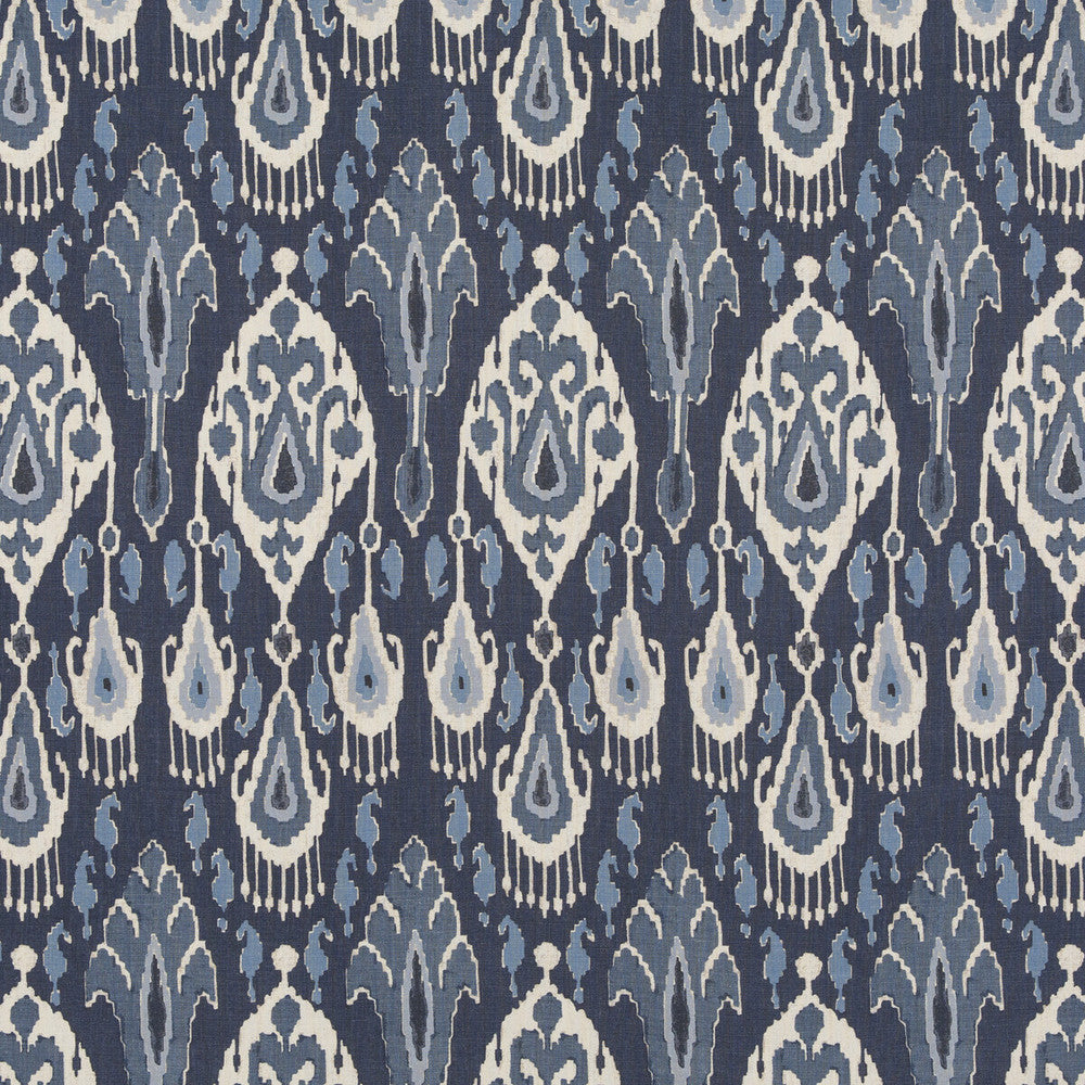 Ikat Bokhara Linen Indigo by G P & J Baker Fabric G P & J Baker Fabric Ikat Bokhara Linen IndigoFabric CASPIAN LINEN - 100% Thailand </p><p>Repeat: H: 10.441, V: 27.58 52.402 - Fabric Carolina -