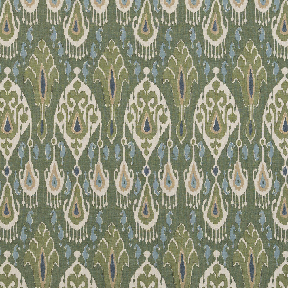 Ikat Bokhara Linen Emerald by G P & J Baker Designer Fabric CASPIAN LINEN - 100% Thailand Horizontal: 10.441 and Vertical: 27.58 52.402 - Swanky Fabrics -