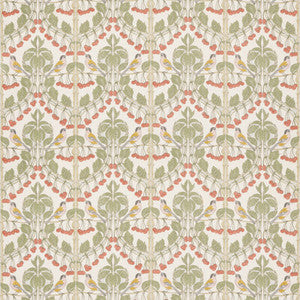 Birds & Cherries Cotton Red/Green by G P & J Baker Designer Fabric