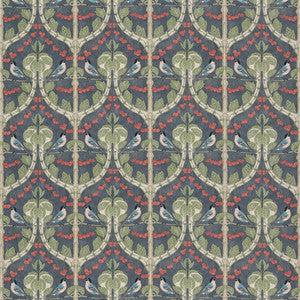 Birds & Cherries Cotton Indigo by G P & J Baker Designer Fabric
