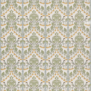 Birds & Cherries Cotton Aqua by G P & J Baker Designer Fabric