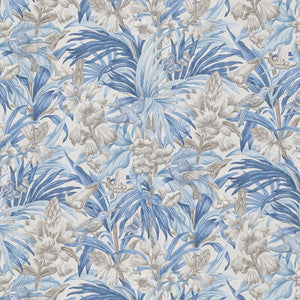 Trumpet Flowers Cotton Blue by G P & J Baker Designer Fabric