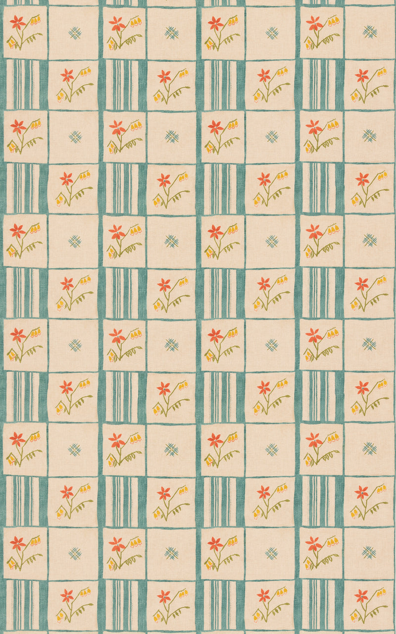 Forget-Me-Not - Teal/Spice BP11137.4.0 by G P & J Baker Designer Fabric