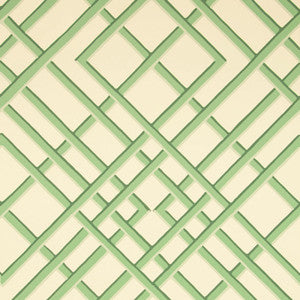 Treillage Sidewall Celadon On Off-White by Brunschwig & Fils Designer Wallcovering