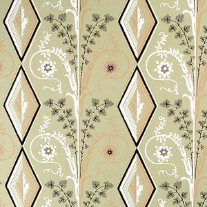Gallier Diamond Brown And Green On Beige by Brunschwig & Fils Designer Wallcovering