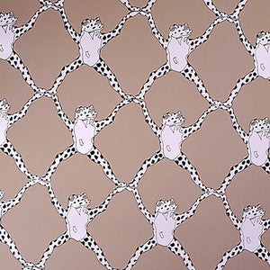 Frog Treillage On Vinyl Mushroom by Brunschwig & Fils Designer Wallcovering