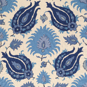 Kashmiri Linen Print Sapphire Blue by Brunschwig & Fils Designer Fabric