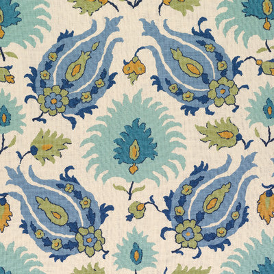 Kashmiri Linen Print Peridot/Aquamarine by Brunschwig & Fils Fabric Brunschwig & Fils Fabric Kashmiri Linen Print Peridot/AquamarineFabric LES ALIZES LINEN - 100% France </p><p>Repeat: H: 26.77, V: 28.35 53.54 - Fabric Carolina -