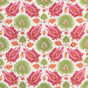 Kashmiri Linen Print Pink/Green by Brunschwig & Fils Designer Fabric