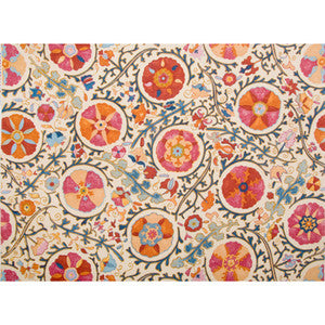 Dzhambul Cotton And Linen Print Raspberry Orange by Brunschwig & Fils Designer Fabric