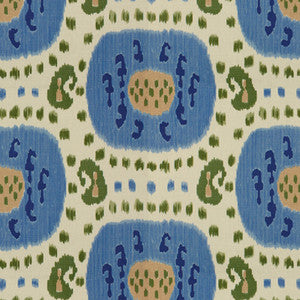 Samarkand Cotton And Linen Print Canton Blue/Green by Brunschwig & Fils Designer Fabric