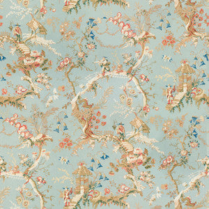 Chinese Landscape Cotton Print Sky Blue by Brunschwig & Fils Designer Fabric