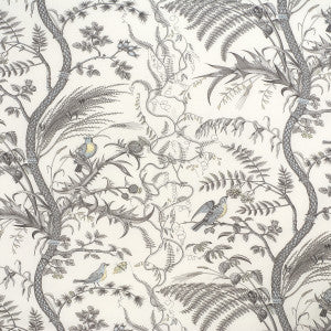 Bird And Thistle Cotton Print Gray by Brunschwig & Fils Designer Fabric