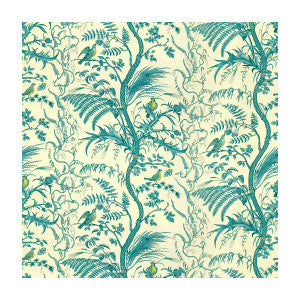 Bird And Thistle Cotton Print Aqua by Brunschwig & Fils Designer Fabric