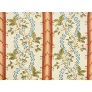 Josselin Cotton And Linen Print Rust And Blue by Brunschwig & Fils Designer Fabric