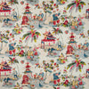 Xian Linen & Cotton Print Prussian/Red by Brunschwig & Fils Designer Fabric
