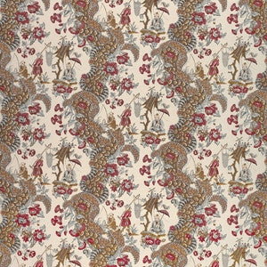 Les Pecheurs Cotton Print C Rimson With Blue by Brunschwig & Fils Designer Fabric