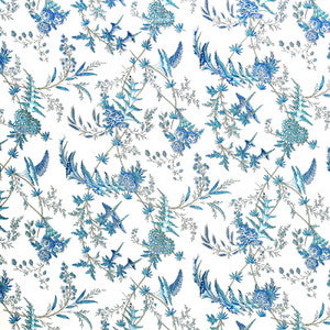 Edith S Reverie Cotton Print Camaieu Blue by Brunschwig & Fils Designer Fabric